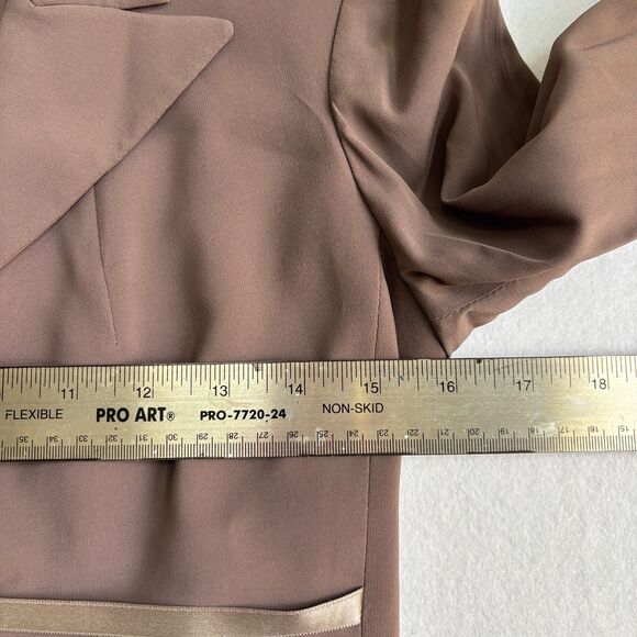 PINKO Short Delicate Lace Trim Detail Jacket Blazer Womens 6 Brown Satin Bow NWT - Picture 8 of 10